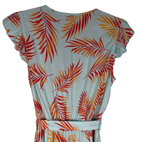 Cupshe Teal Orange Tropical Flutter Sleeve Romper Large New - Picture 6 of 14